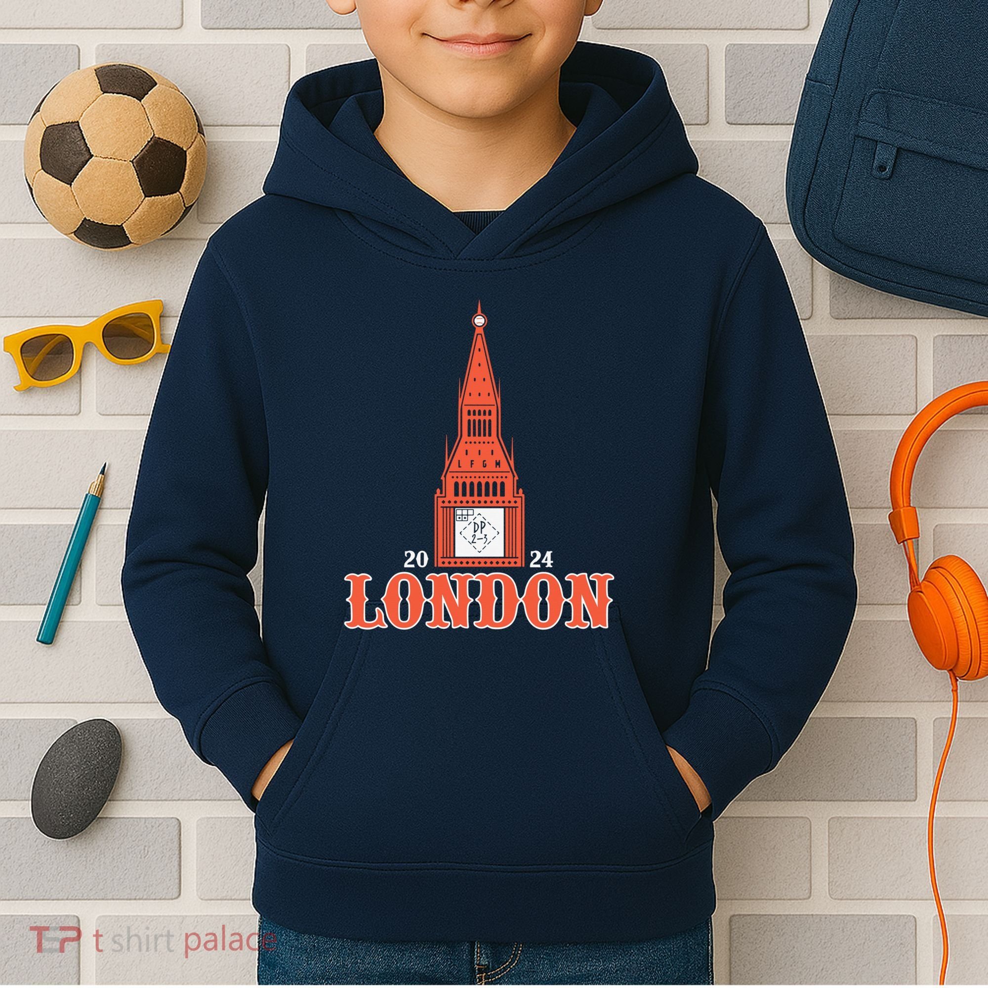New York London Clock Tower Kids Hoodie