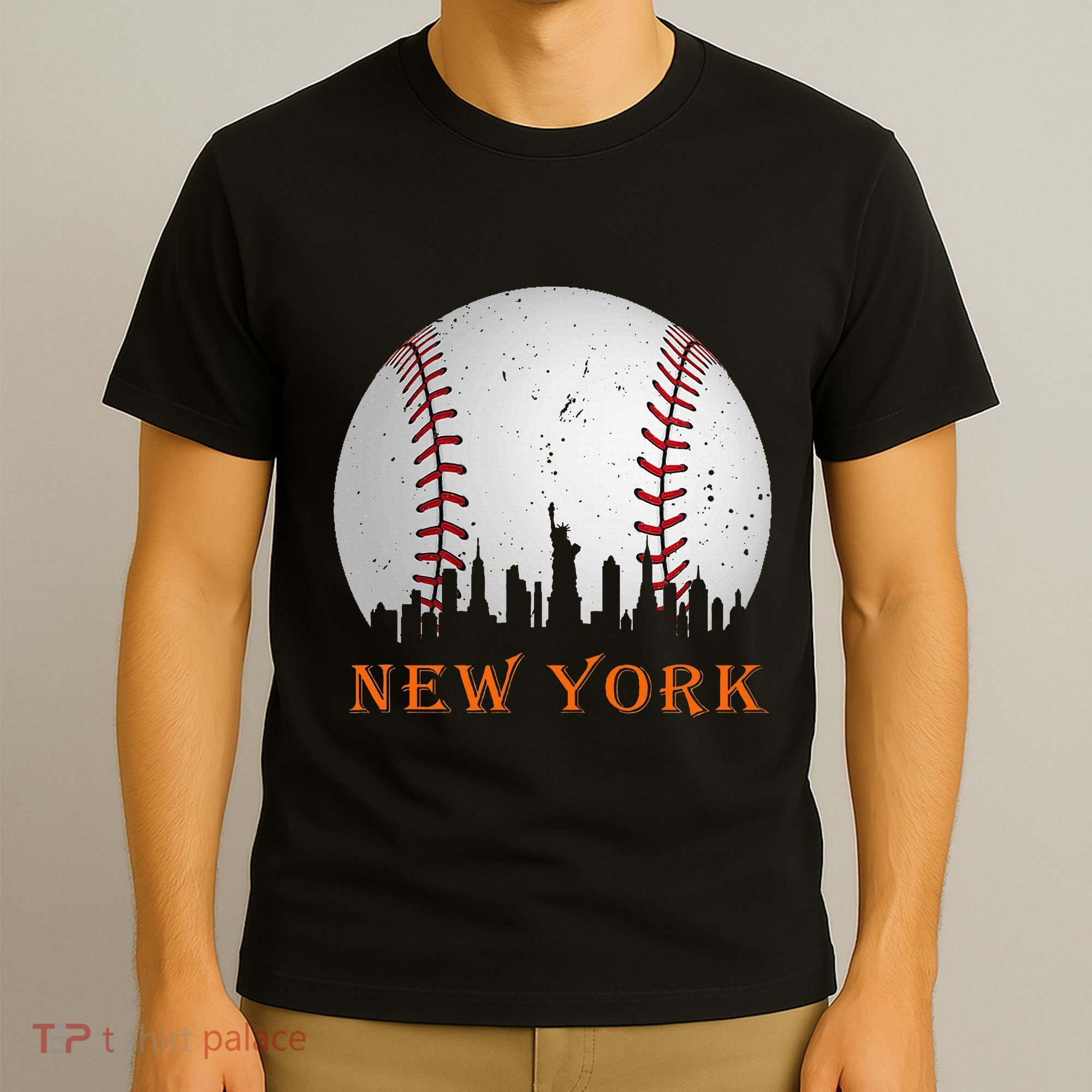 New York Ny Skyline Baseball Vintage Met T-Shirt