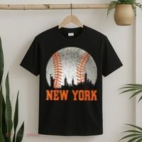New York NY Skyline Baseball Vintage Met At Gameday T-Shirt thumb 2