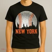 New York NY Skyline Baseball Vintage Met At Gameday T-Shirt thumb 3