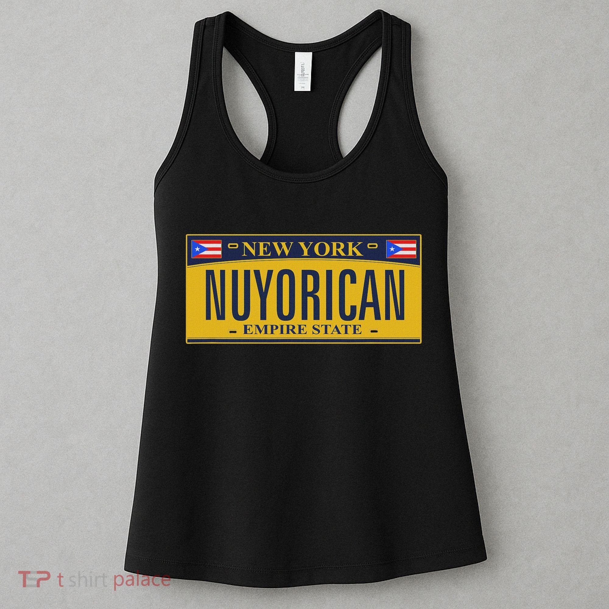 New York Nuyorican License Plate Puerto Rican Flags Women's Tank Top