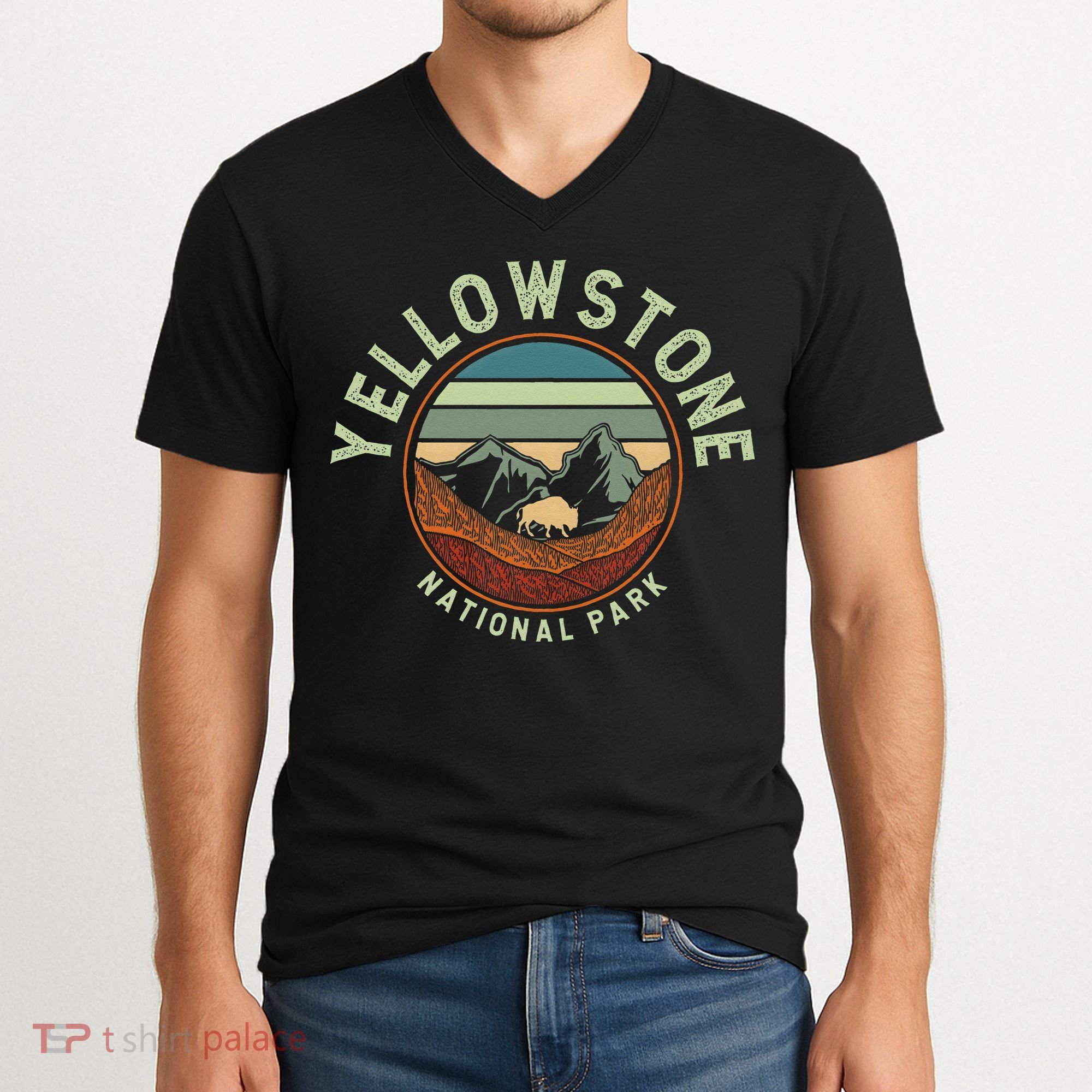 Nature Yellowstone National Park V-Neck T-Shirt