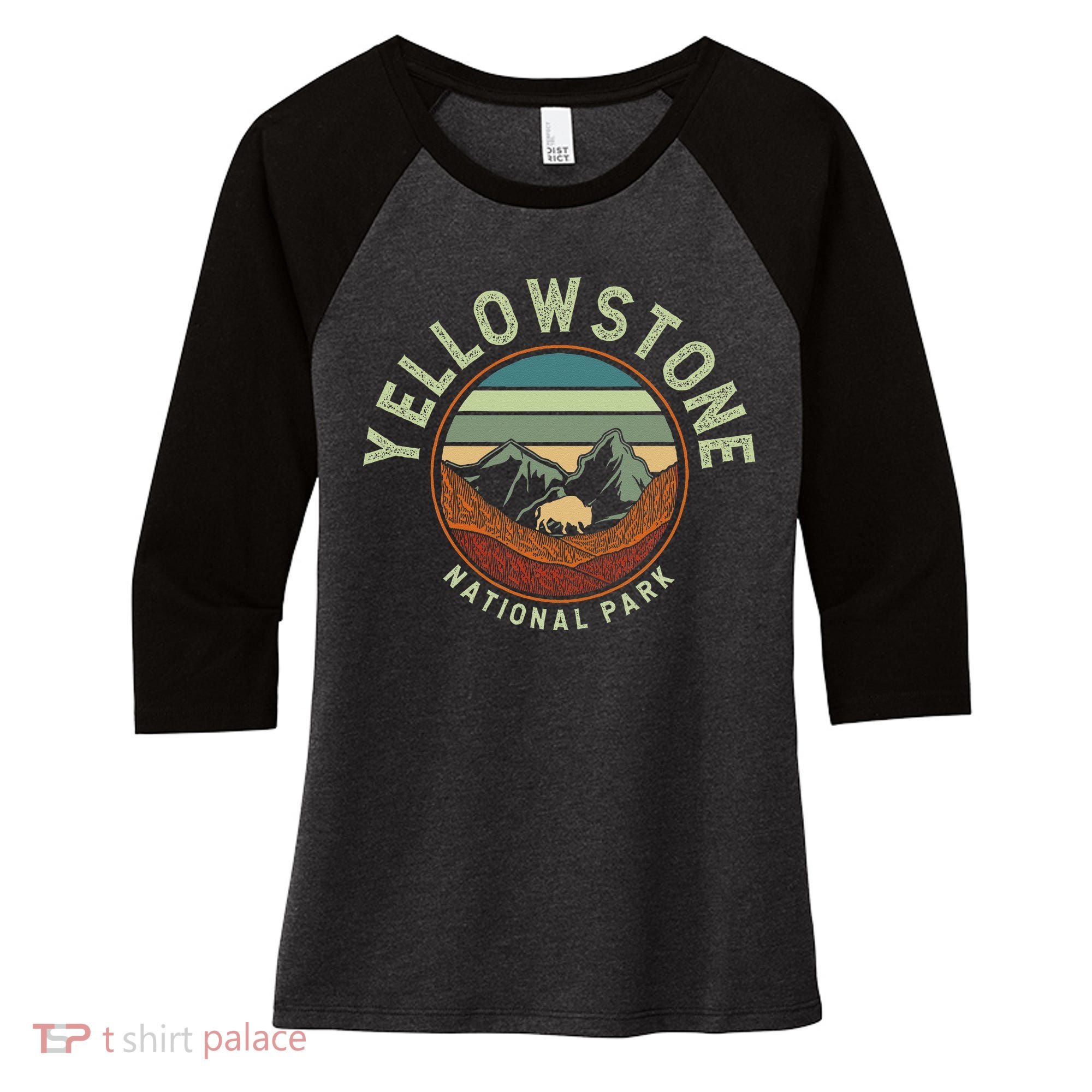 Nature Yellowstone National Park Women's Tri-Blend 3/4-Sleeve Raglan Shirt