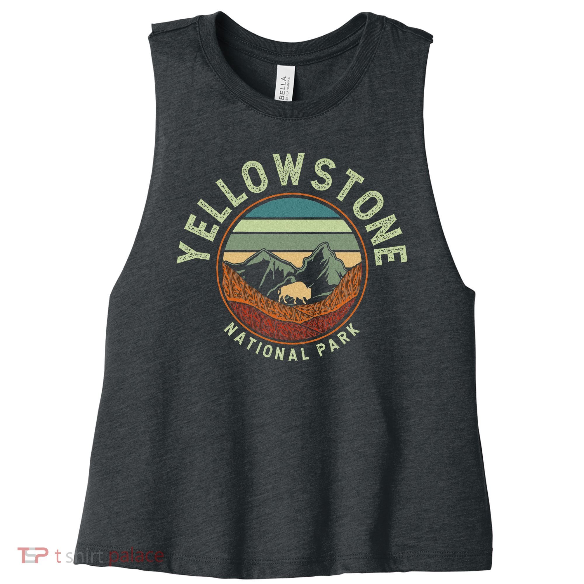 Nature Yellowstone National Park Women's Racerback Cropped Tank