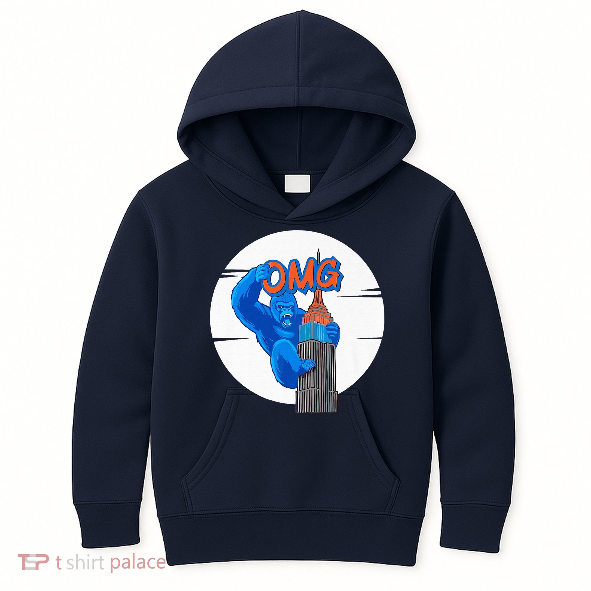 New York Omg Gorilla Top Tower Kids Hoodie