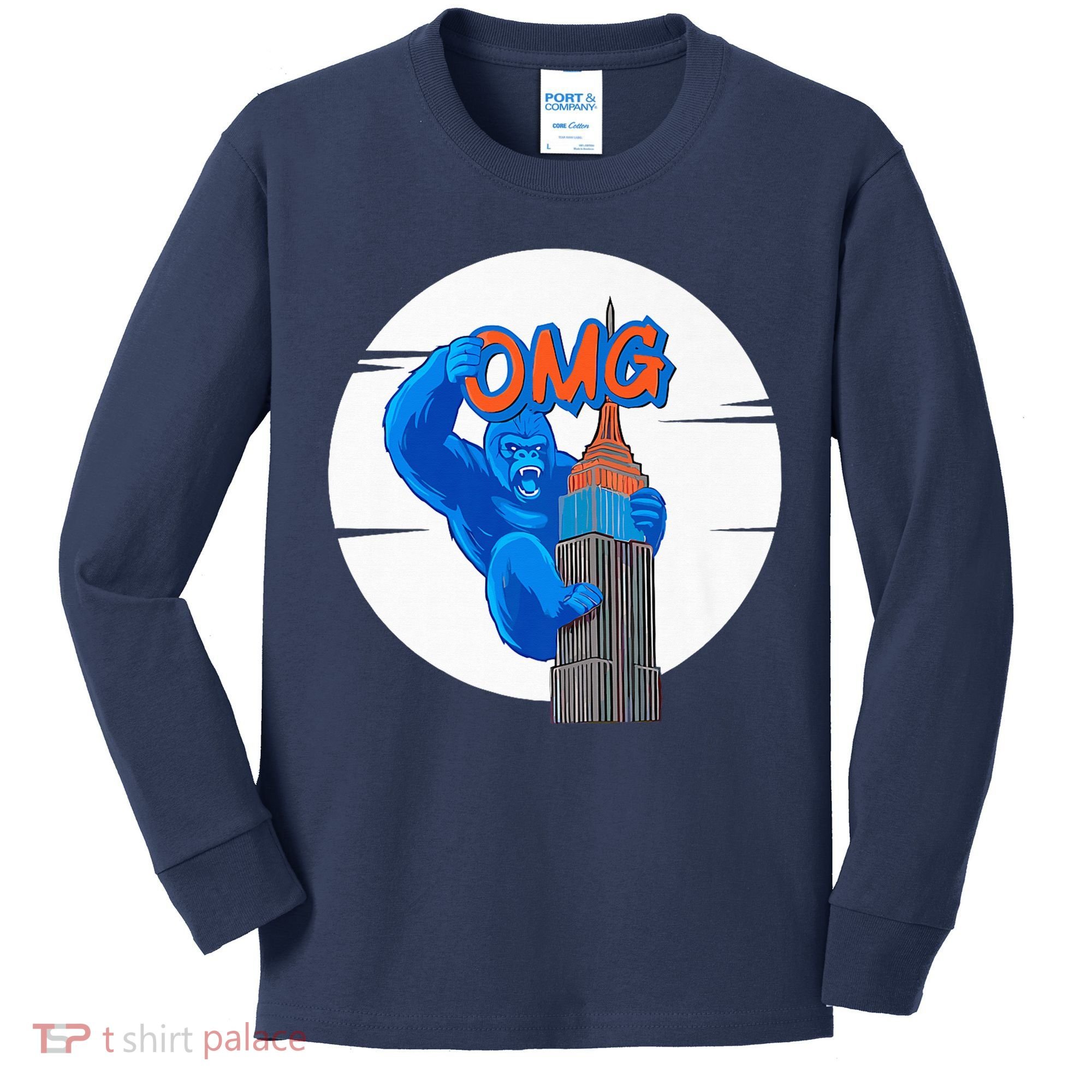 New York Omg Gorilla Top Tower Kids Long Sleeve Shirt