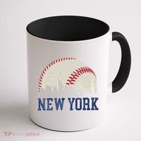 New York Retro Baseball Lover Met At Game Day Coffee Mug thumb 1