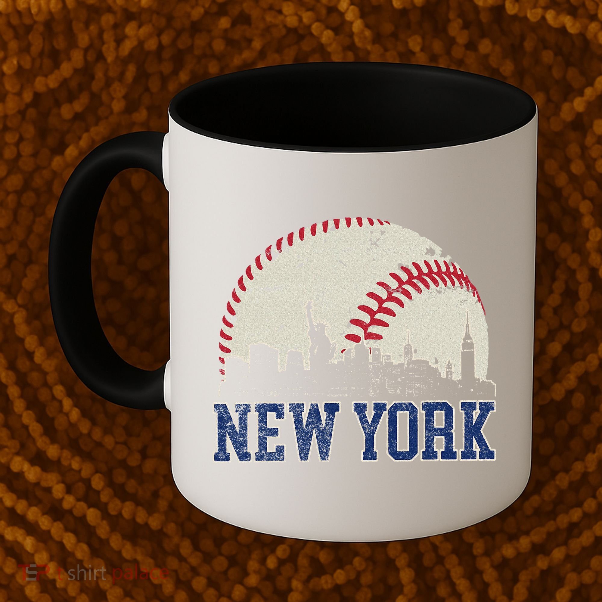 New York Retro Baseball Lover Met At Game Day Coffee Mug