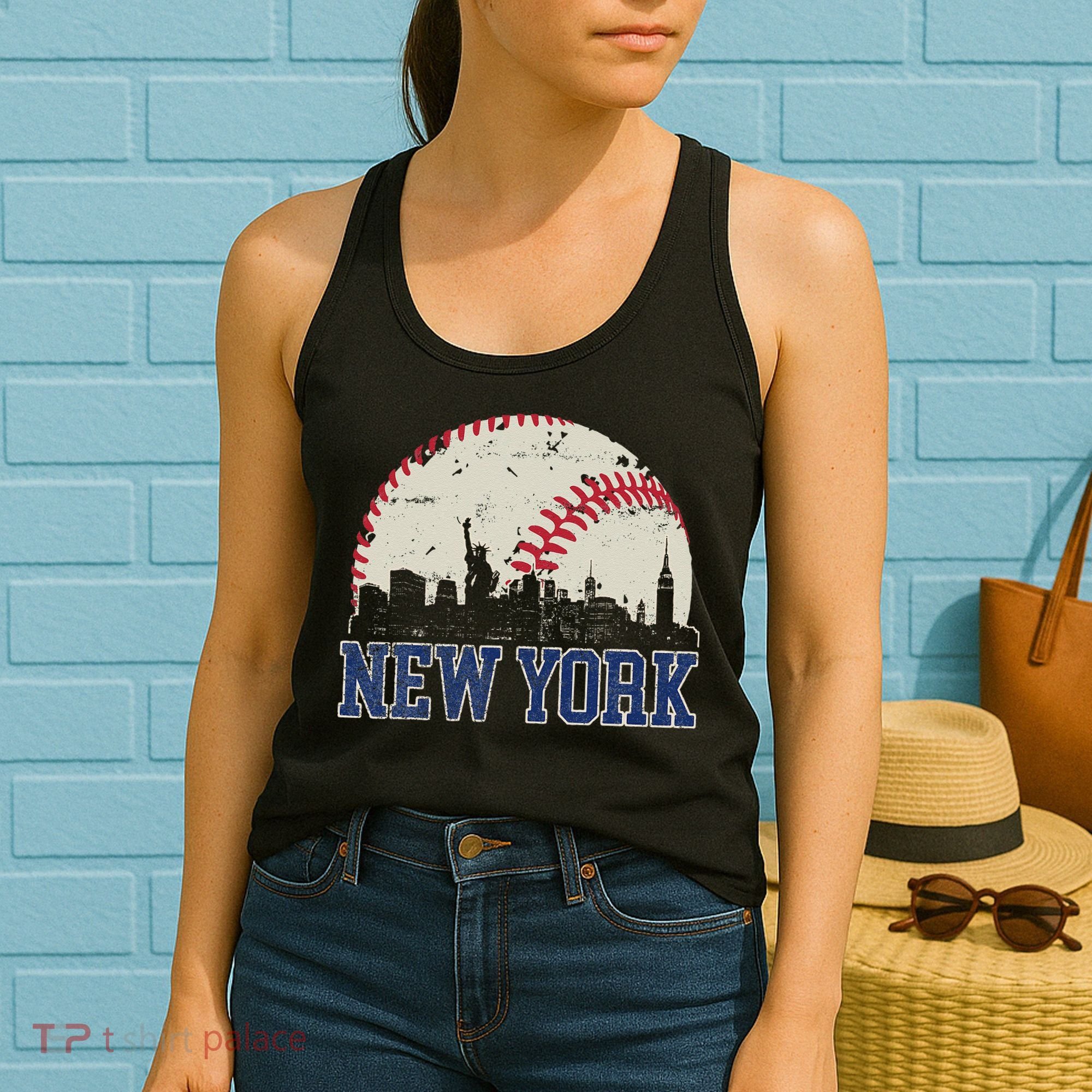 New York Retro Baseball Lover Met At Game Day Women's Tank Top