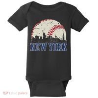 New York Retro Baseball Lover Met At Game Day Baby Bodysuit thumb 0