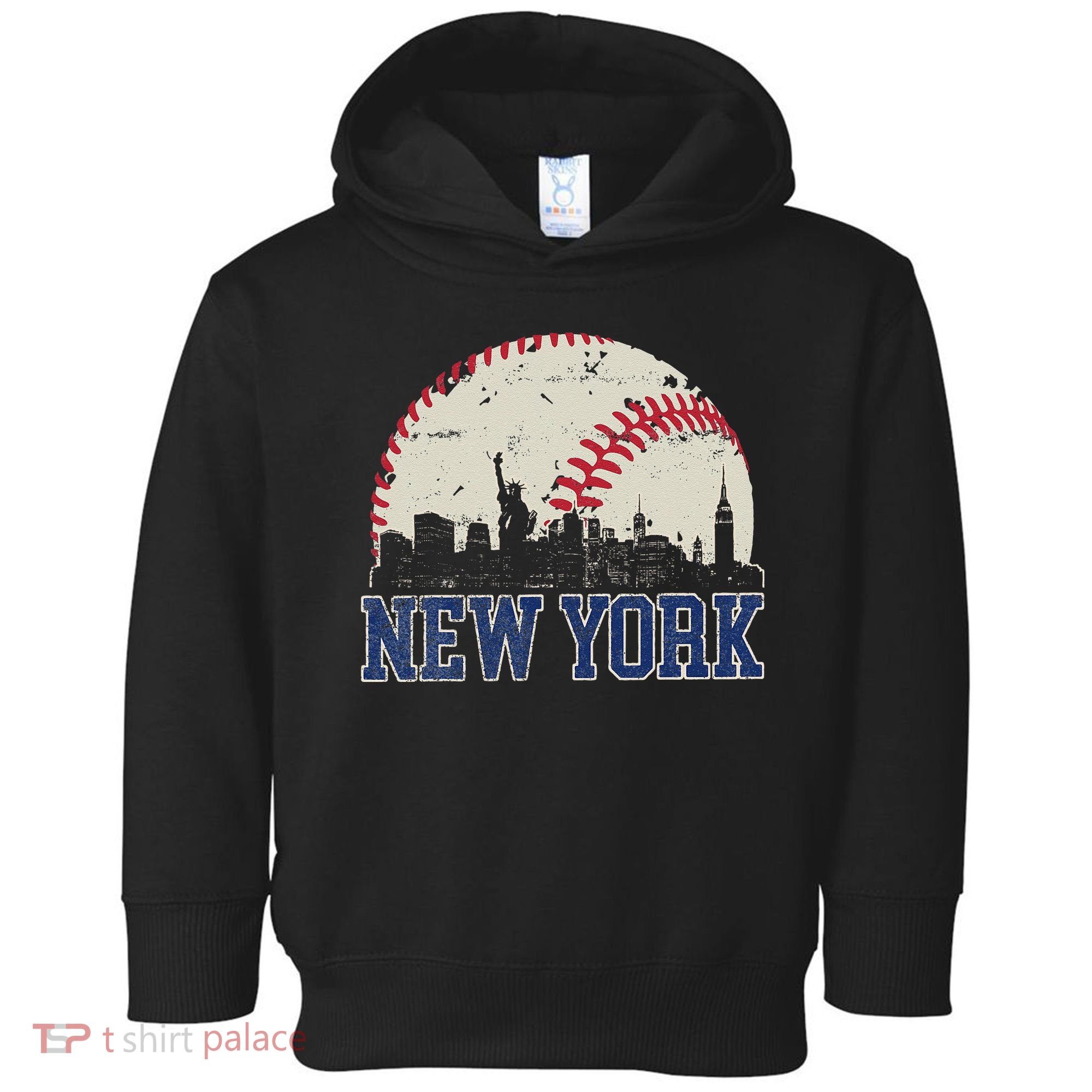 New York Retro Baseball Lover Met At Game Day Toddler Hoodie