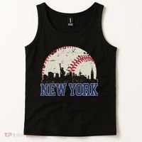 New York Retro Baseball Lover Met At Game Day Tank Top thumb 2
