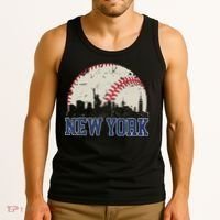 New York Retro Baseball Lover Met At Game Day Tank Top thumb 3