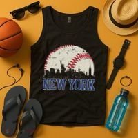New York Retro Baseball Lover Met At Game Day Tank Top thumb 4