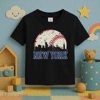 New York Retro Baseball Lover Met At Game Day Toddler T-Shirt thumb 3