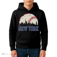 New York Retro Baseball Lover Met At Game Day Kids Hoodie thumb 4