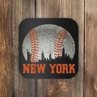 New York Retro Baseball Lover Met At Game Day Coaster thumb 0