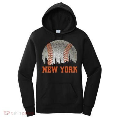 New York Retro Baseball Lover Met At Game Day Women's Hoodie