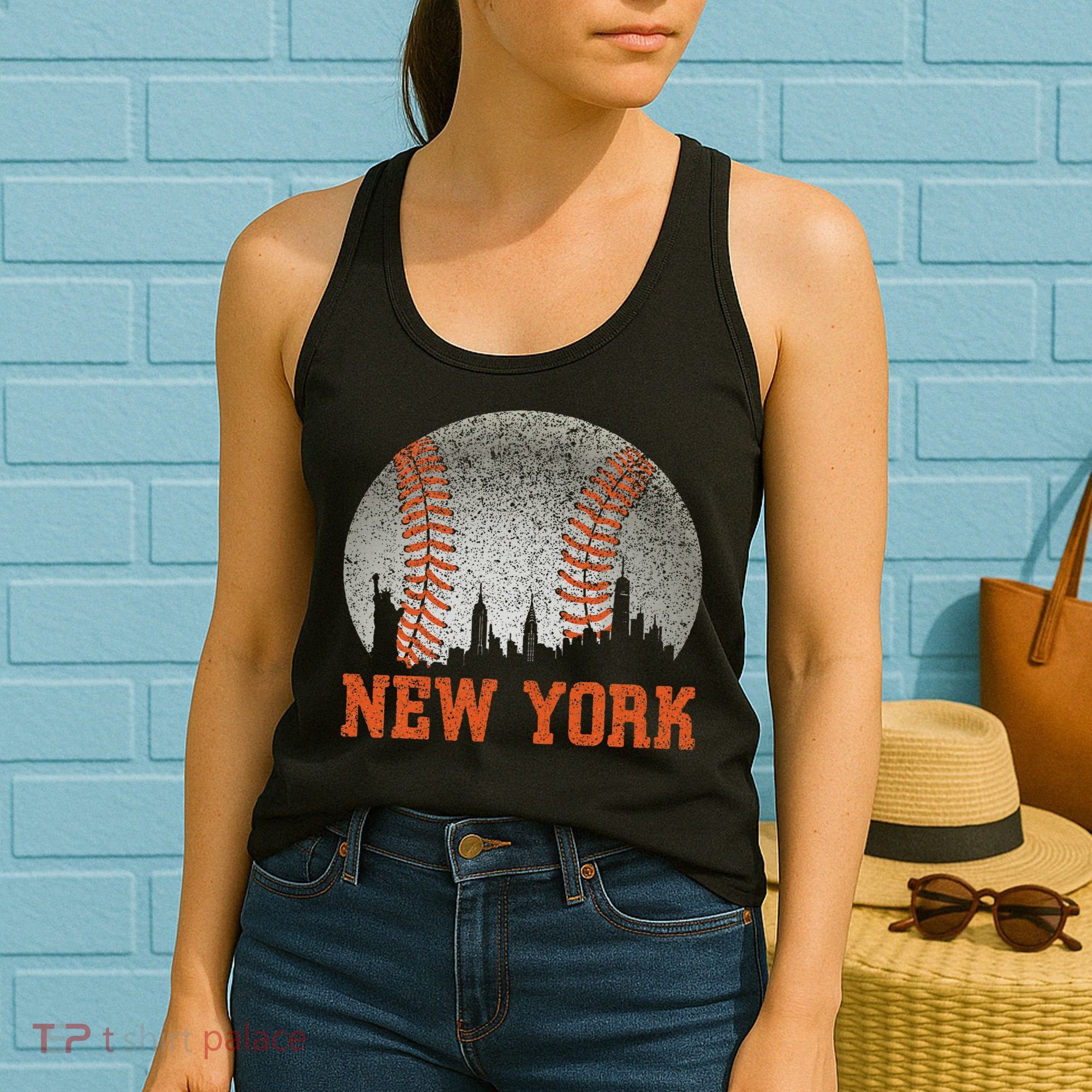 New York Retro Baseball Lover Met At Game Day Women's Tank Top