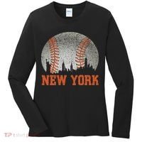 New York Retro Baseball Lover Met At Game Day Women's Long Sleeve Shirt thumb 0