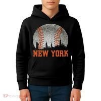 New York Retro Baseball Lover Met At Game Day Kids Hoodie thumb 4