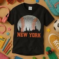New York Retro Baseball Lover Met At Game Day Kids T-Shirt thumb 3