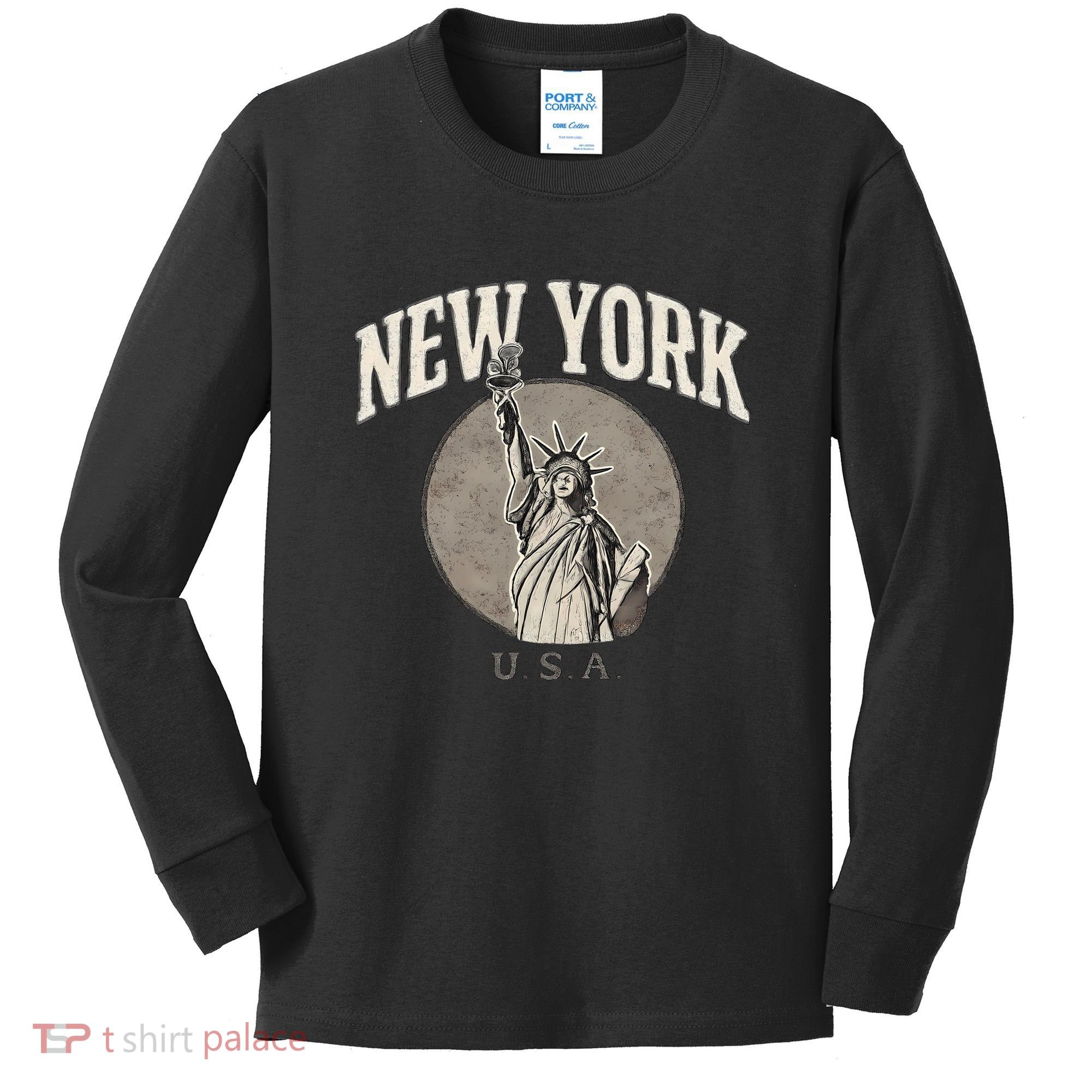 New York Statue of Liberty Artwork Kids Long Sleeve Shirt