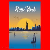 New York Travel Poster Santa Hat thumb 1