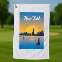 New York Travel Poster Golf Towel thumb 1