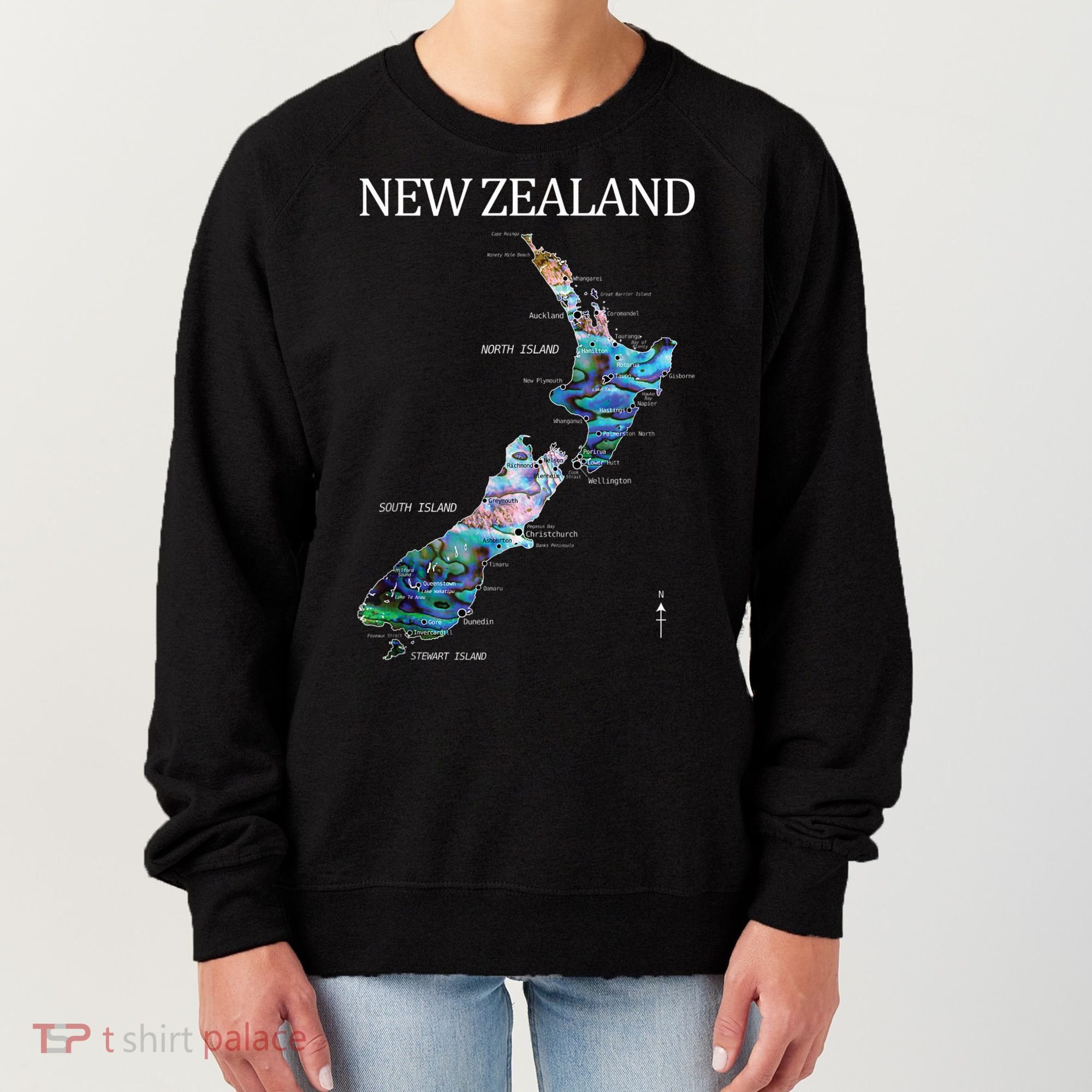 New Zealand Detailed Map Women's Sweatshirt