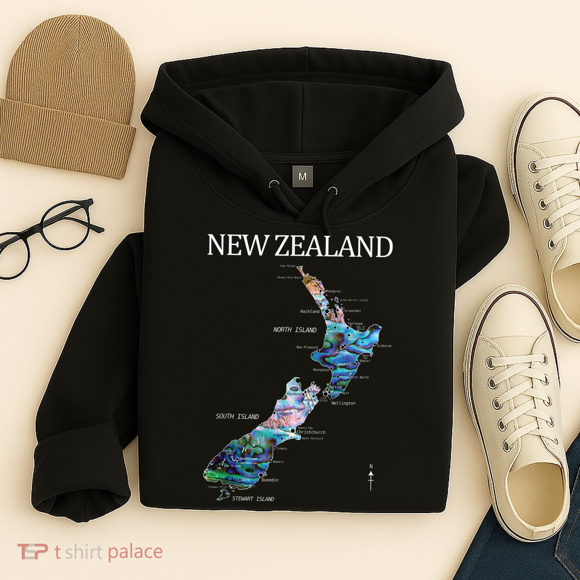 New Zealand Detailed Map Hoodie