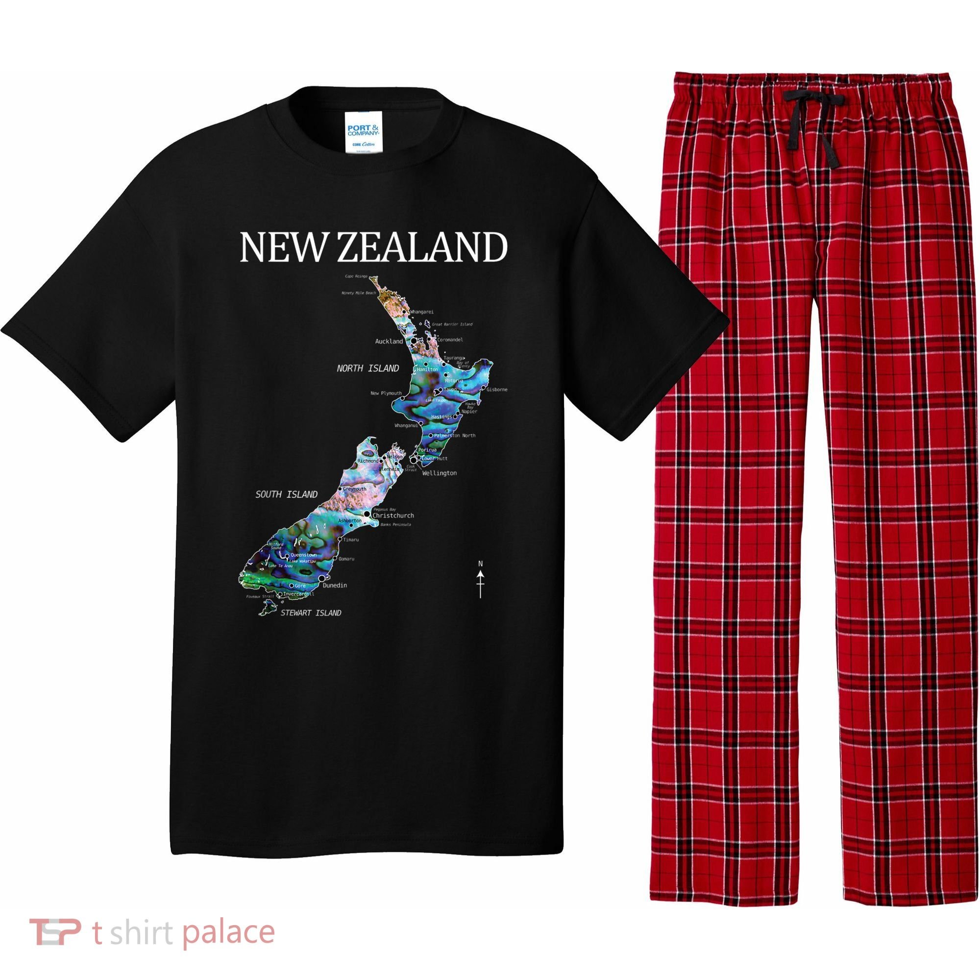 New Zealand Detailed Map Pajama Set