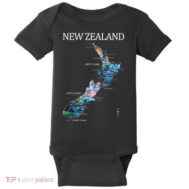 New Zealand Detailed Map Baby Bodysuit