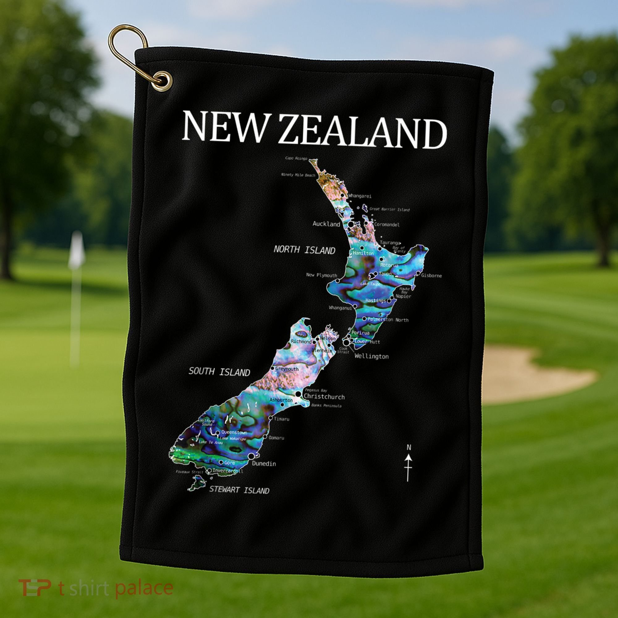 New Zealand Detailed Map Golf Towel