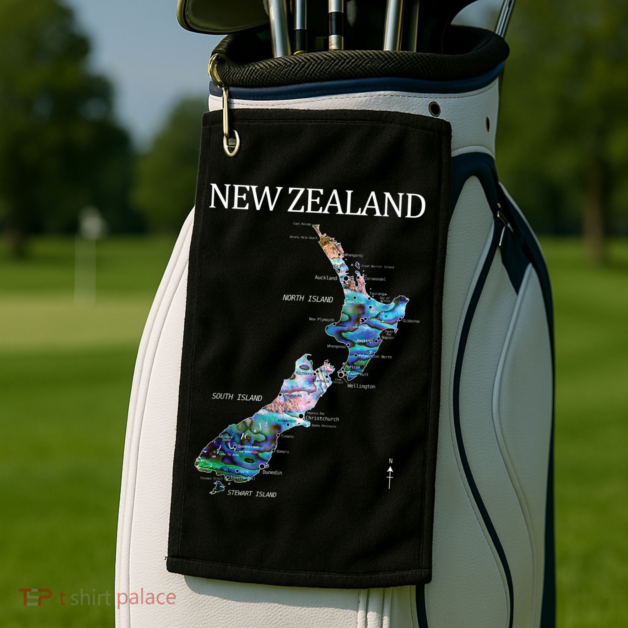 New Zealand Detailed Map Golf Towel
