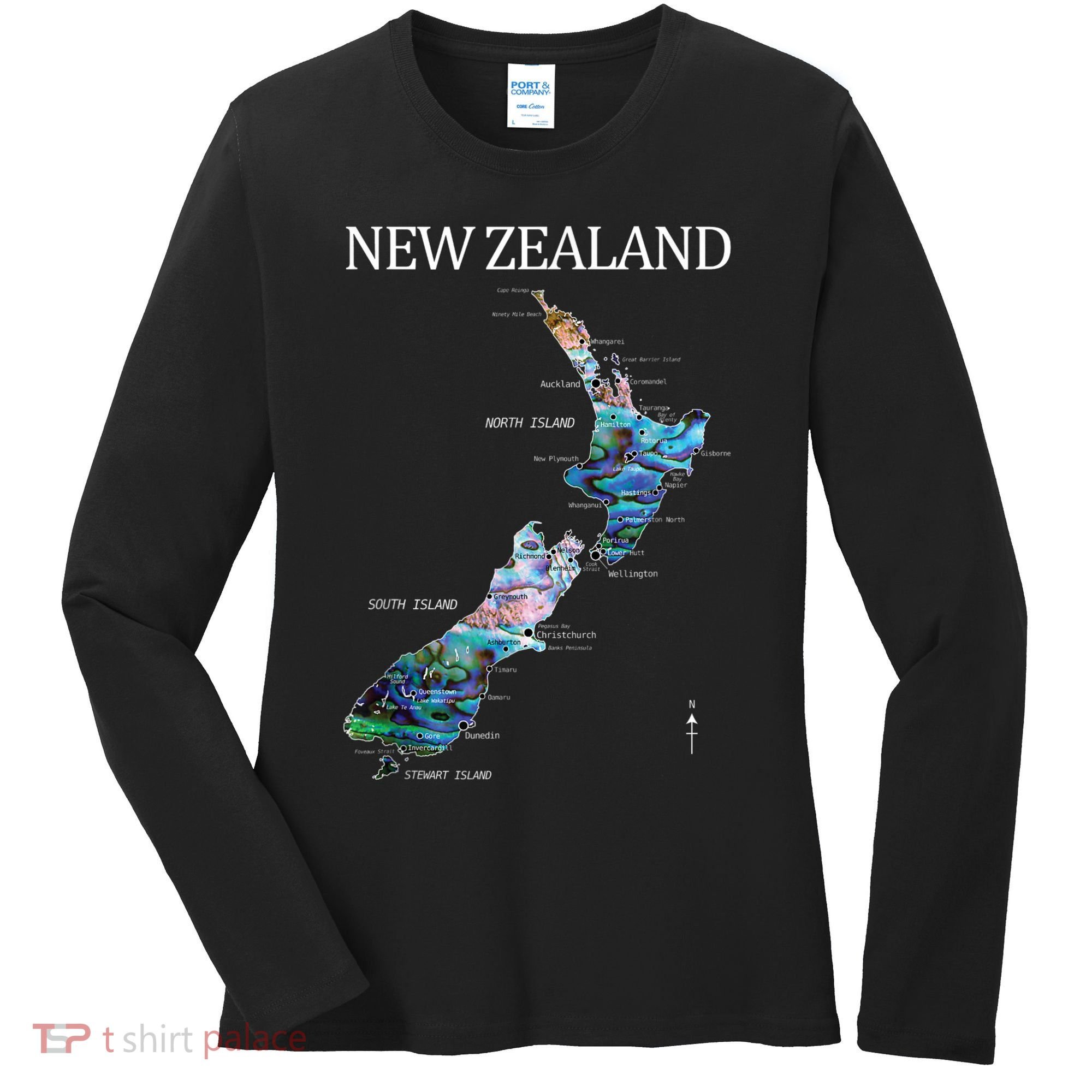 New Zealand Detailed Map Women's Long Sleeve Shirt