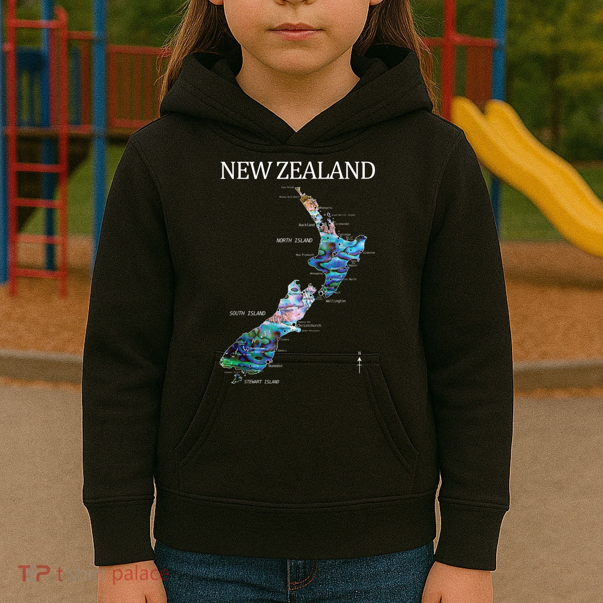 New Zealand Detailed Map Kids Hoodie