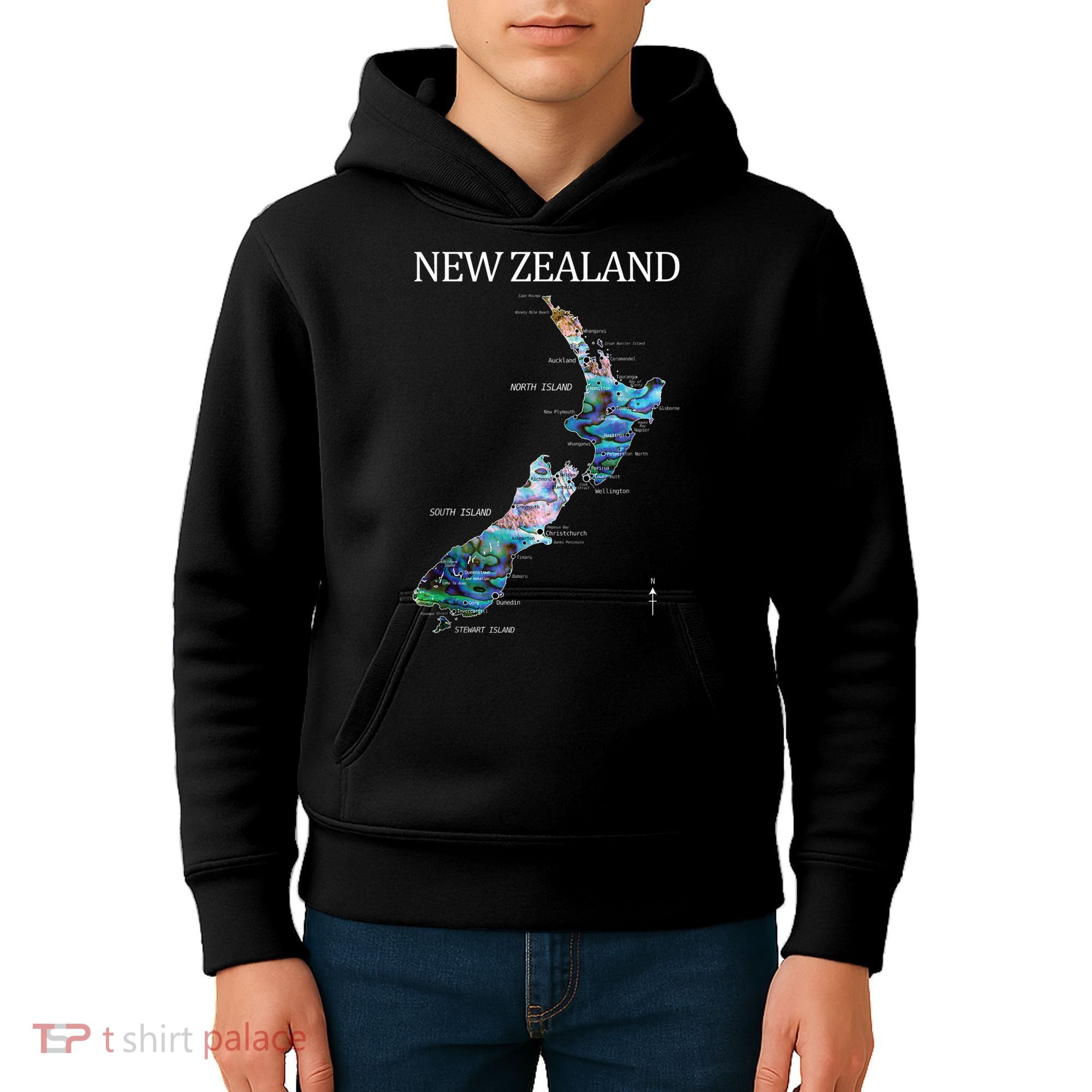 New Zealand Detailed Map Kids Hoodie