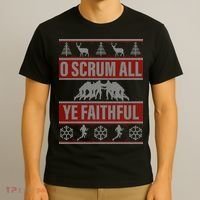 O Scrum All Ye Faithful Ugly Christmas Sweater T-Shirt thumb 3