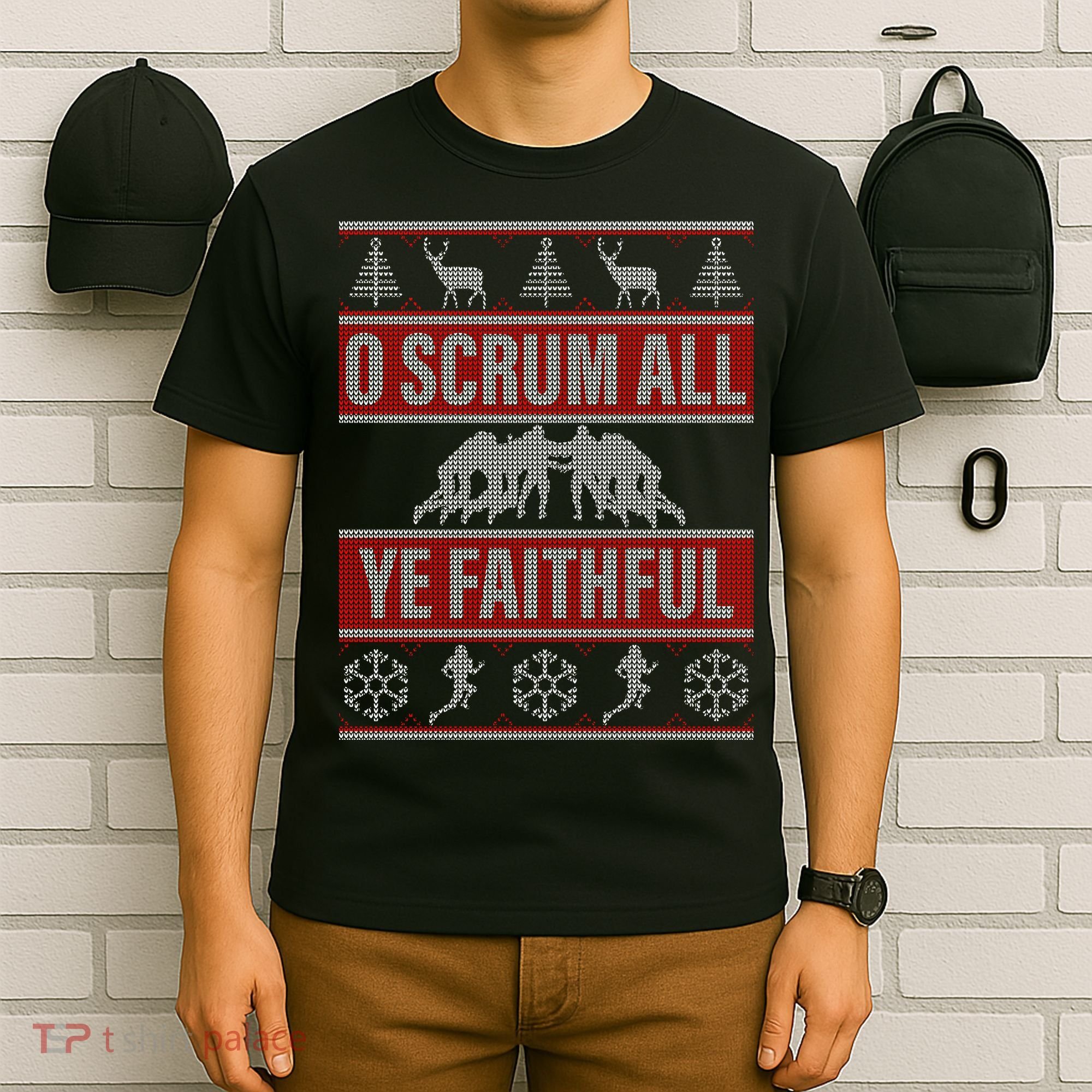 O Scrum All Ye Faithful Ugly Christmas Sweater T-Shirt