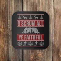 O Scrum All Ye Faithful Ugly Christmas Sweater Coaster thumb 0