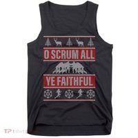 O Scrum All Ye Faithful Ugly Christmas Sweater Tank Top thumb 0