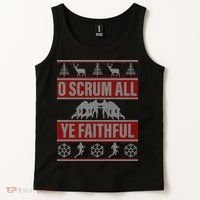 O Scrum All Ye Faithful Ugly Christmas Sweater Tank Top thumb 2