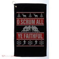 O Scrum All Ye Faithful Ugly Christmas Sweater Golf Towel thumb 0