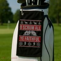 O Scrum All Ye Faithful Ugly Christmas Sweater Golf Towel thumb 2
