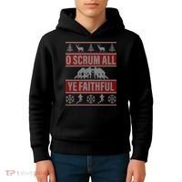 O Scrum All Ye Faithful Ugly Christmas Sweater Kids Hoodie thumb 4