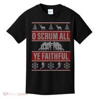 O Scrum All Ye Faithful Ugly Christmas Sweater Kids T-Shirt thumb 0