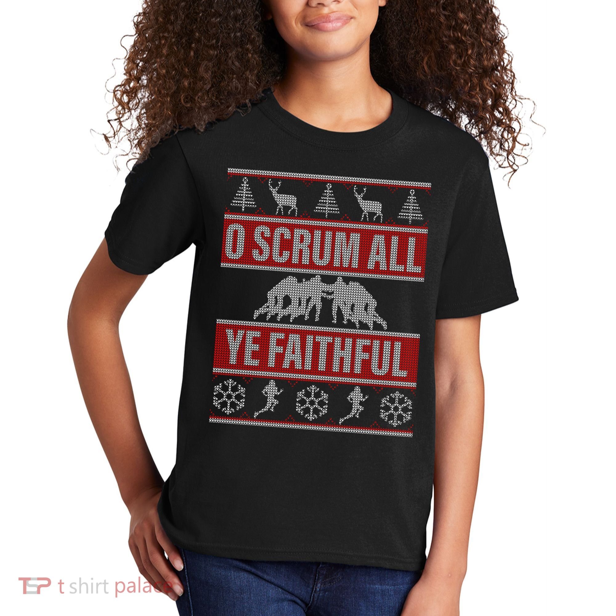 O Scrum All Ye Faithful Ugly Christmas Sweater Kids T-Shirt