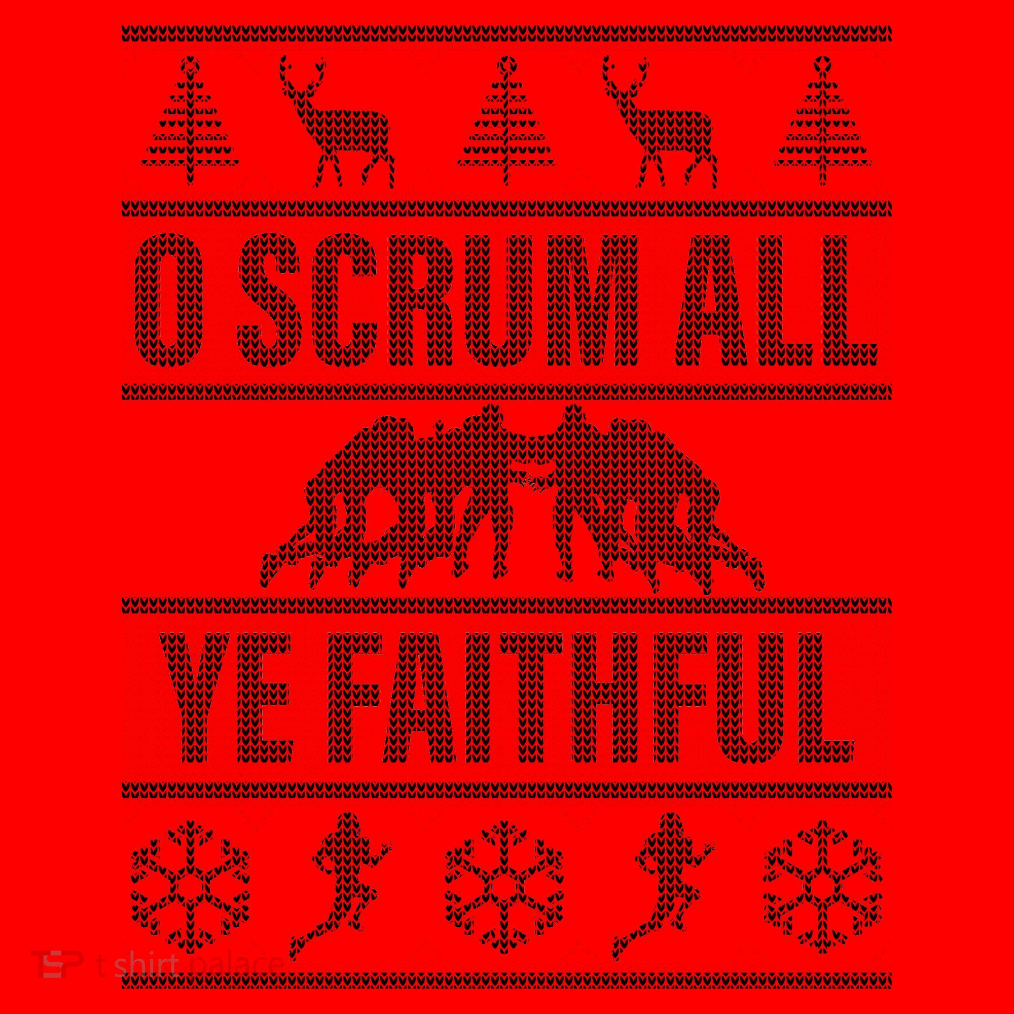 O Scrum All Ye Faithful Ugly Christmas Sweater Santa Hat