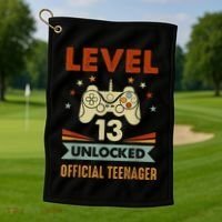 Officialnager 13th Birthday Level 13 Unlocked Golf Towel thumb 1